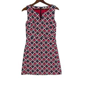 Gap Geometric Sleeveless Fit & Flare Mini Dress Red Black Size 4
